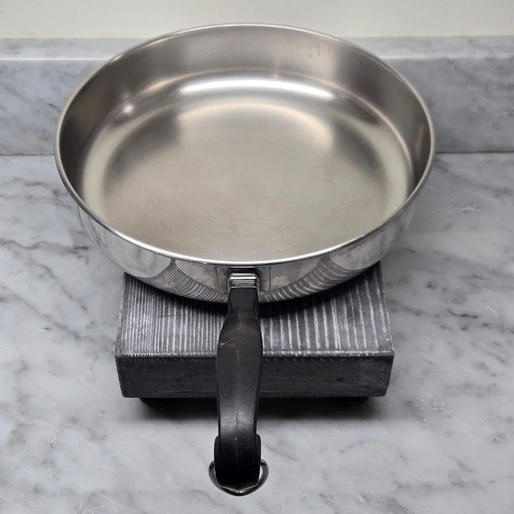 Vintage Faberware 10 Inch Skillet Fry Pan Stainless Steel Aluminum‎ Clad, No Lid